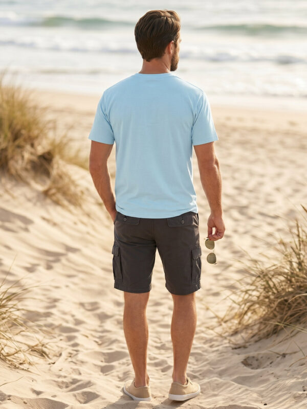 Ecothreadly Classic Crew T Shirt Baby Blue Back