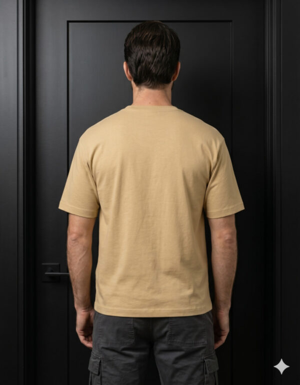 Ecothreadly Classic Crew T Shirt Beige Back