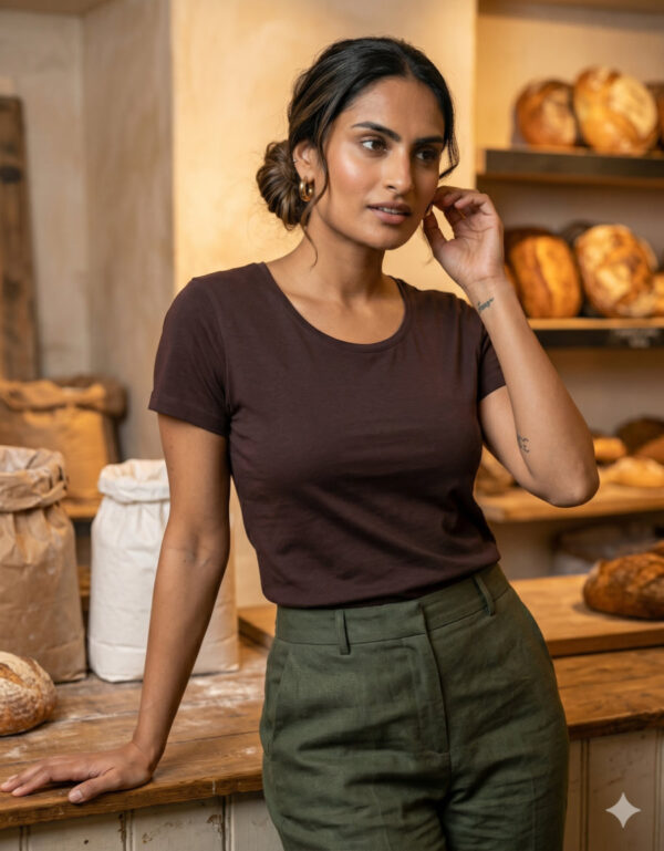 Ecothreadly Classic Crew T Shirt Coffee Brown 1