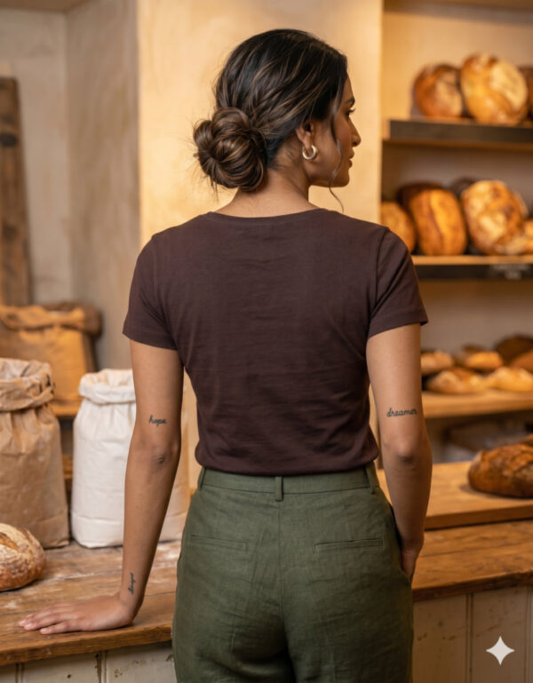 Ecothreadly Classic Crew T Shirt Coffee Brown Back 1