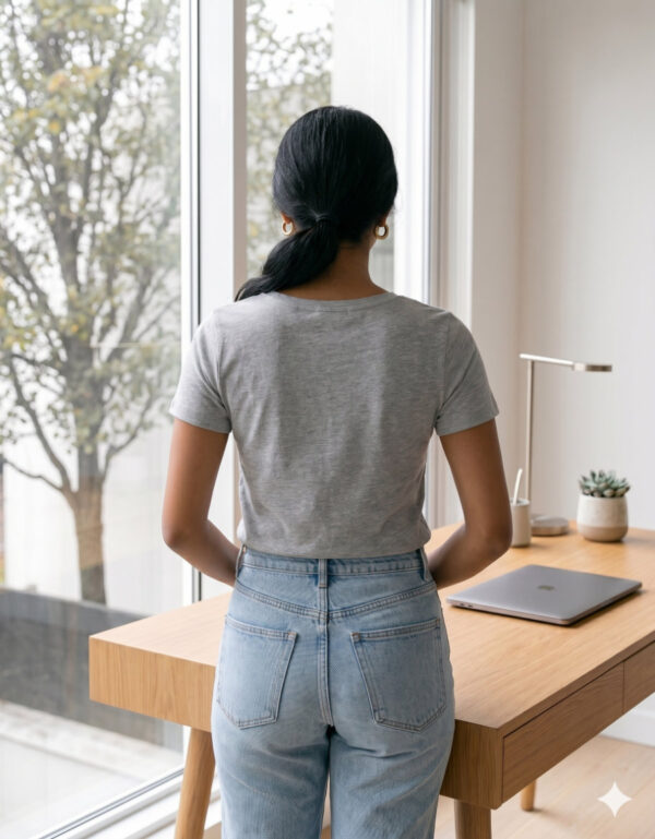 Ecothreadly Classic Crew T Shirt Grey Melange Back 1