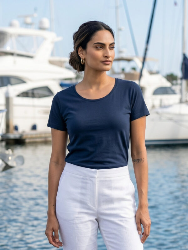 Ecothreadly Classic Crew T Shirt Navy Blue 1