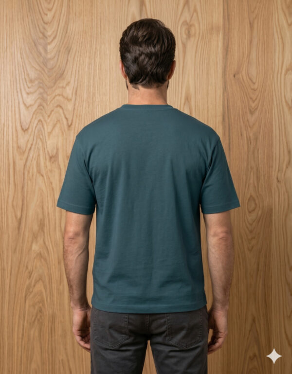 Ecothreadly Classic Crew T Shirt Petrol Blue Back