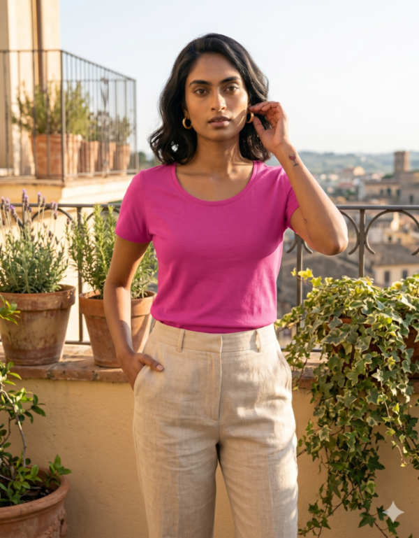 Ecothreadly Classic Crew T Shirt Pink