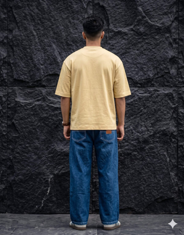 Ecothreadly Unisex Oversized Cotton T-Shirt Beige Back