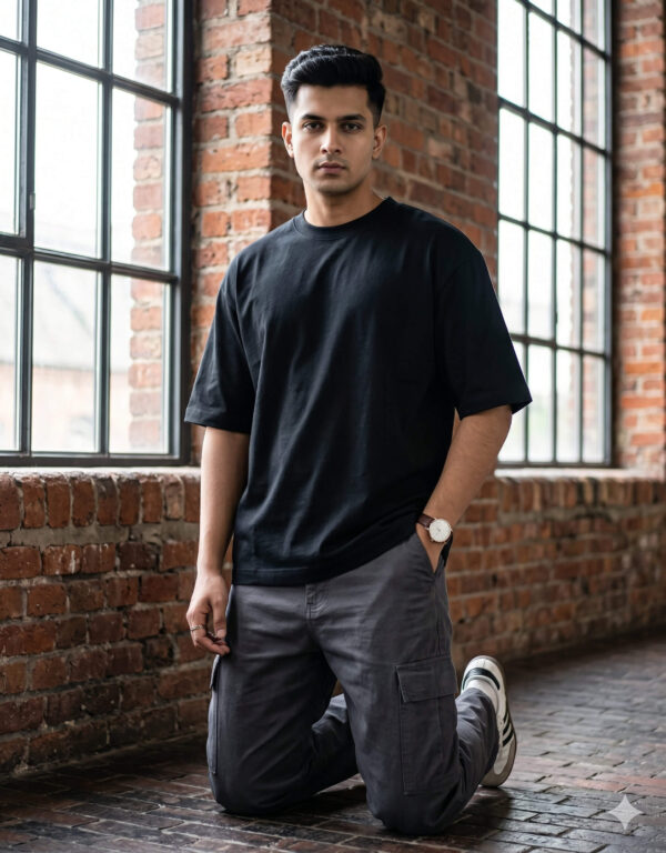 Ecothreadly Unisex Oversized Cotton T-Shirt Black