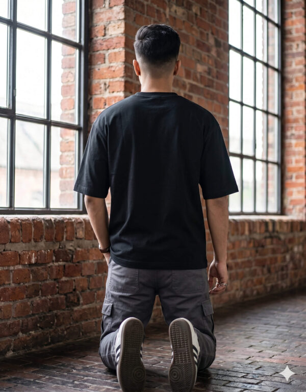 Ecothreadly Unisex Oversized Cotton T-Shirt Black Back