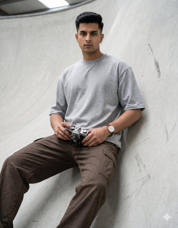 Ecothreadly Unisex Oversized Cotton T-Shirt Grey Melange