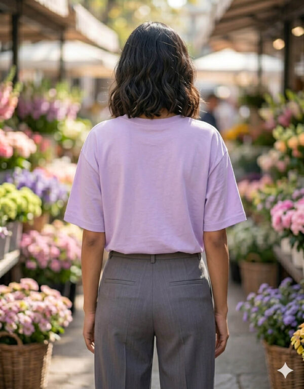 Ecothreadly Unisex Oversized Cotton T-Shirt Lavender Back F