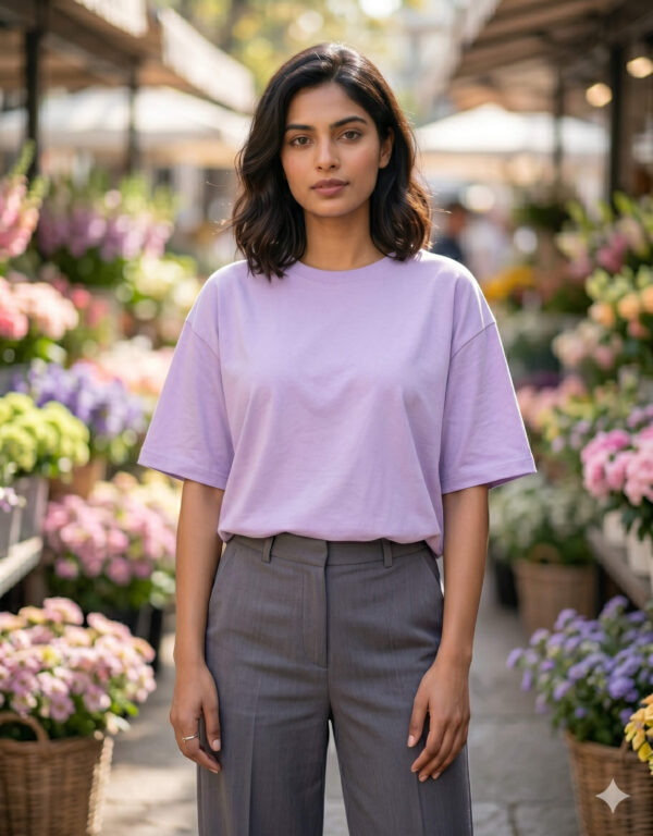 Ecothreadly Unisex Oversized Cotton T-Shirt Lavender F