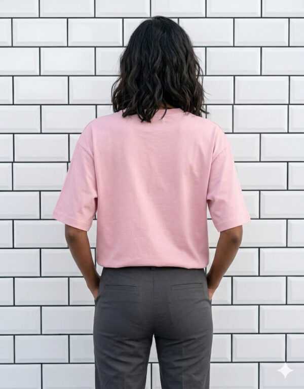 Ecothreadly Unisex Oversized Cotton T-Shirt Light Pink Back F