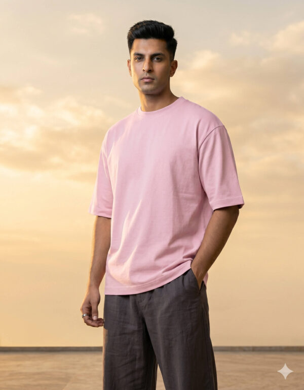Ecothreadly Unisex Oversized Cotton T-Shirt Pink 01