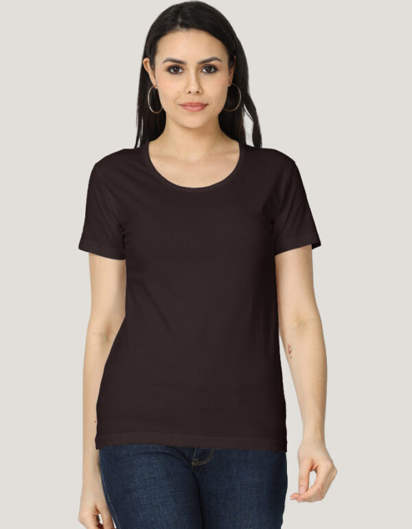 Solid Classic Crew Cotton T-Shirt for Women Dark | Soft, Stylish & Eco-Friendly | Plain