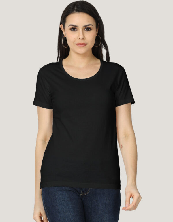 Solid Classic Crew Cotton T-Shirt for Women Dark | Soft, Stylish & Eco-Friendly | Plain