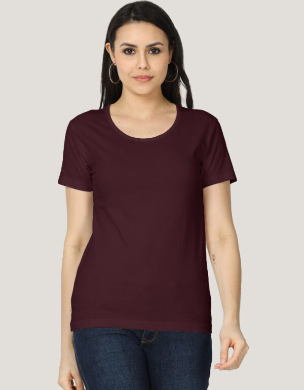 Solid Classic Crew Cotton T-Shirt for Women Dark | Soft, Stylish & Eco-Friendly | Plain