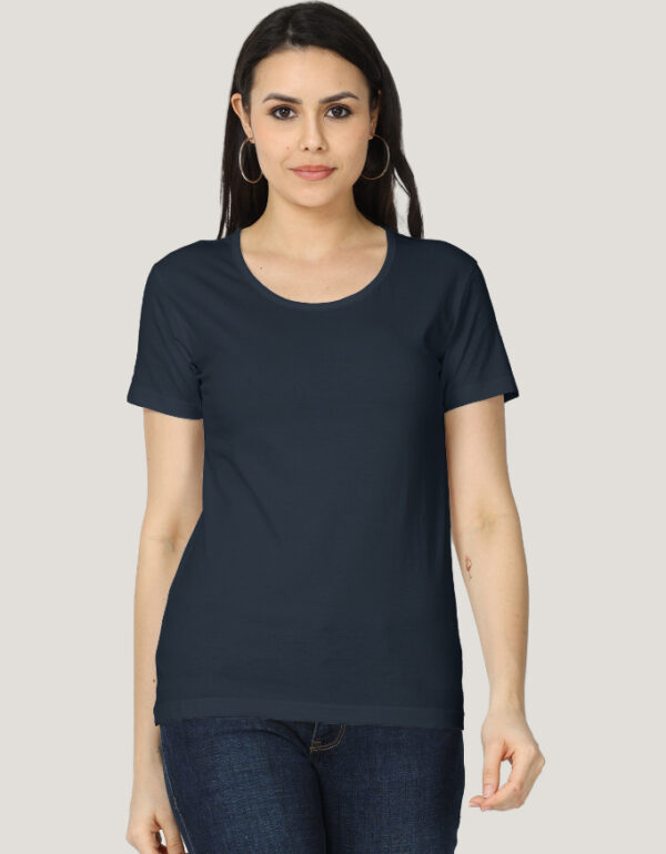Solid Classic Crew Cotton T-Shirt for Women Dark | Soft, Stylish & Eco-Friendly | Plain