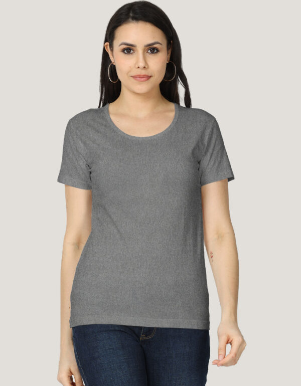 Solid Classic Crew Cotton T-Shirt for Women Dark | Soft, Stylish & Eco-Friendly | Plain