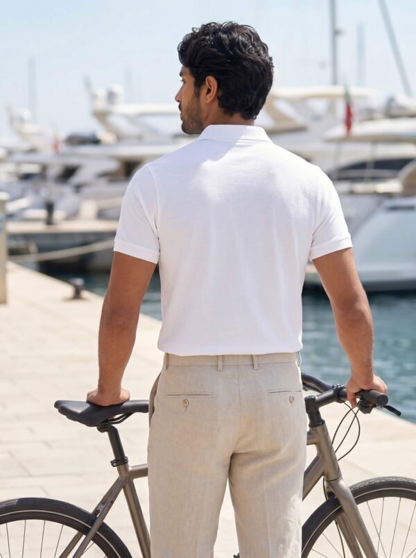 Ecothreadly Mens Heavyweight 220 Gsm Cotton Polo In White Back