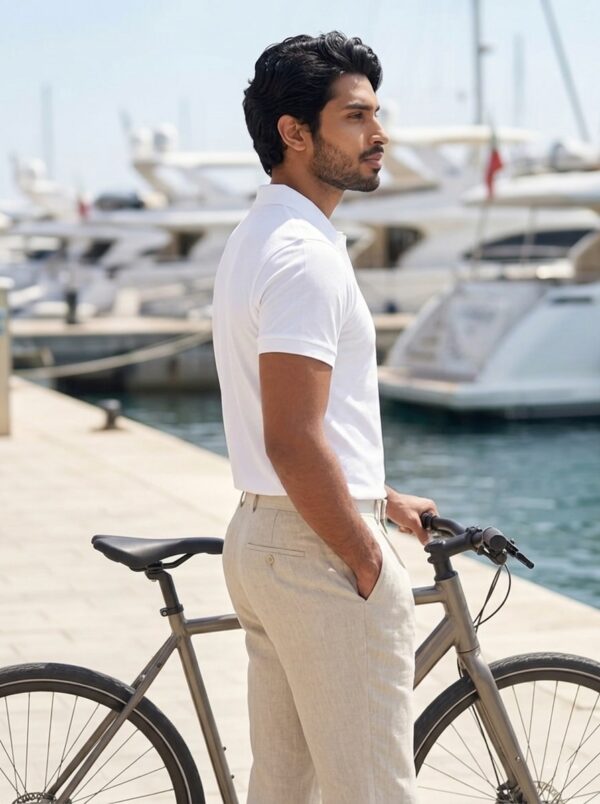 Ecothreadly Mens Heavyweight 220 Gsm Cotton Polo In White Right