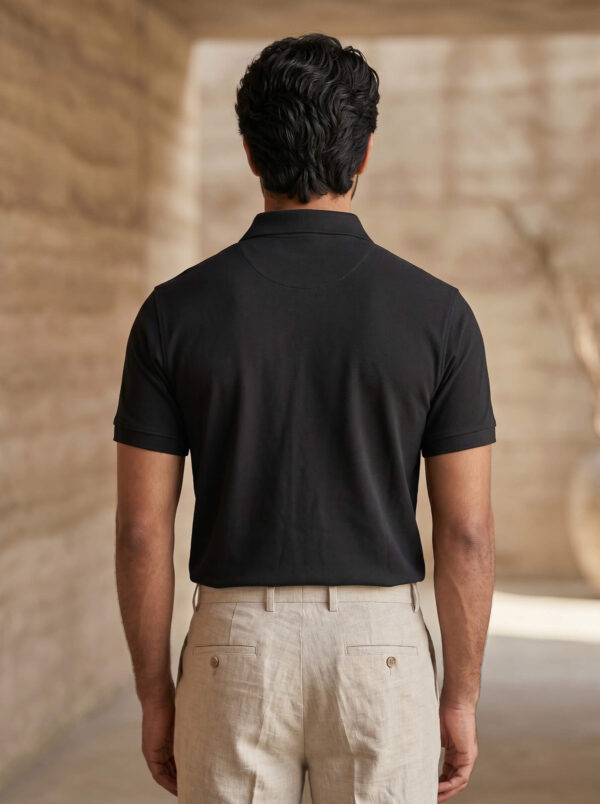 Ecothreadly Mens Premium 220 Gsm Cotton Polo In Black Back