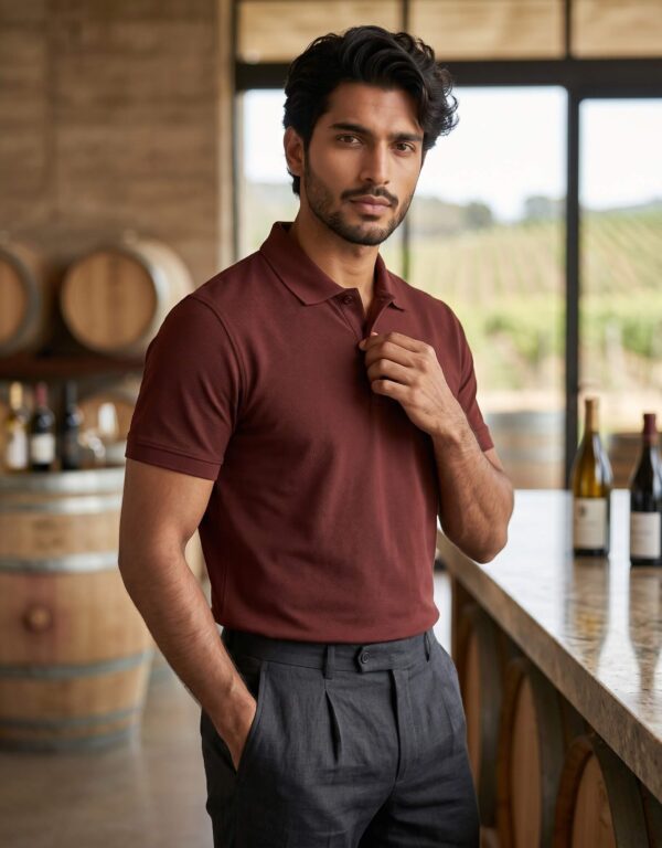 Ecothreadly Mens Premium 220 Gsm Cotton Polo In Brick Red