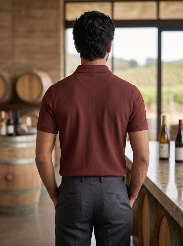 Ecothreadly Mens Premium 220 Gsm Cotton Polo In Brick Red Back