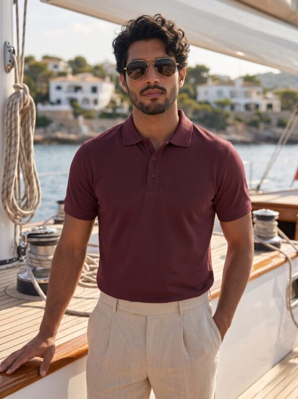 Ecothreadly Mens Premium 220 Gsm Cotton Polo In Maroon
