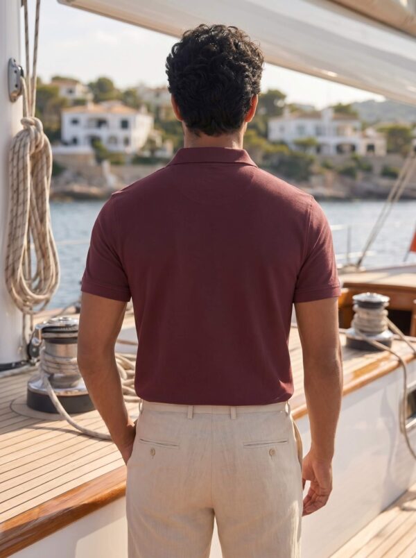 Ecothreadly Mens Premium 220 Gsm Cotton Polo In Maroon Back