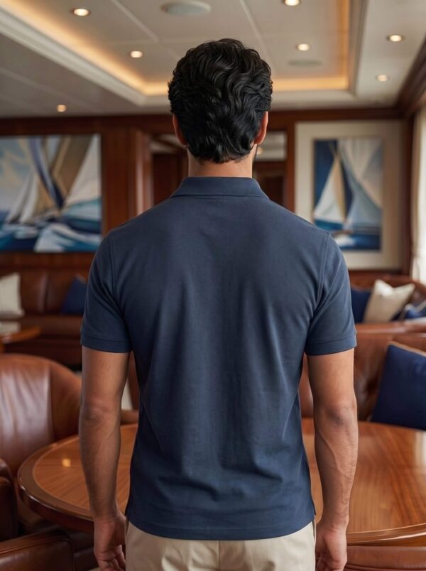 Ecothreadly Mens Premium 220 Gsm Cotton Polo In Navy Blue Back
