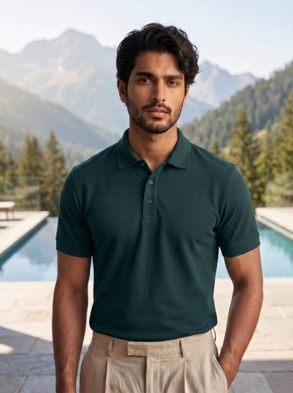 Ecothreadly Mens Premium 220 Gsm Cotton Polo In Petrol Blue