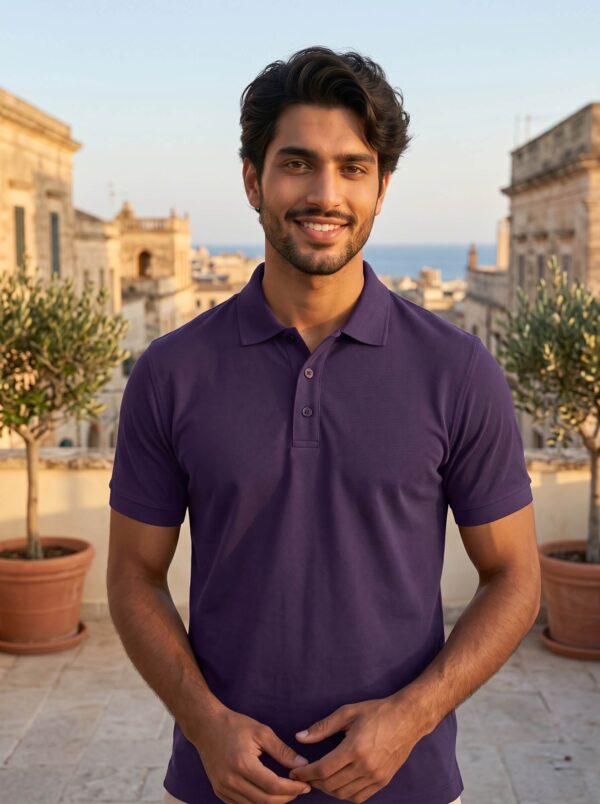 Ecothreadly Mens Premium 220 Gsm Cotton Polo In Purple
