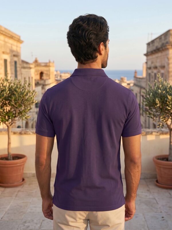 Ecothreadly Mens Premium 220 Gsm Cotton Polo In Purple Back
