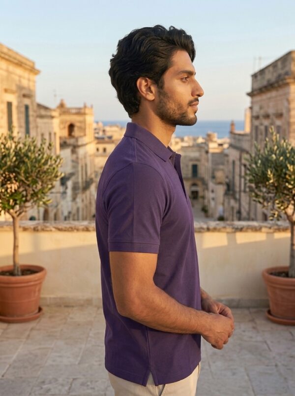 Ecothreadly Mens Premium 220 Gsm Cotton Polo In Purple Right