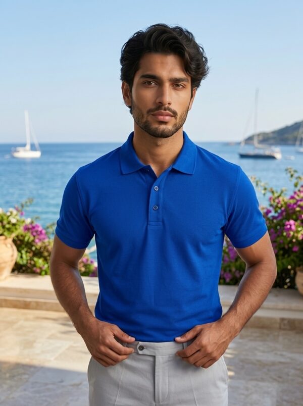 Ecothreadly Mens Premium 220 Gsm Cotton Polo In Royal Blue