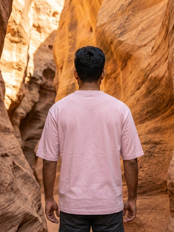 Ecothreadly Topographical Map Oversized T-Shirt For Men In Light Baby Pink Back