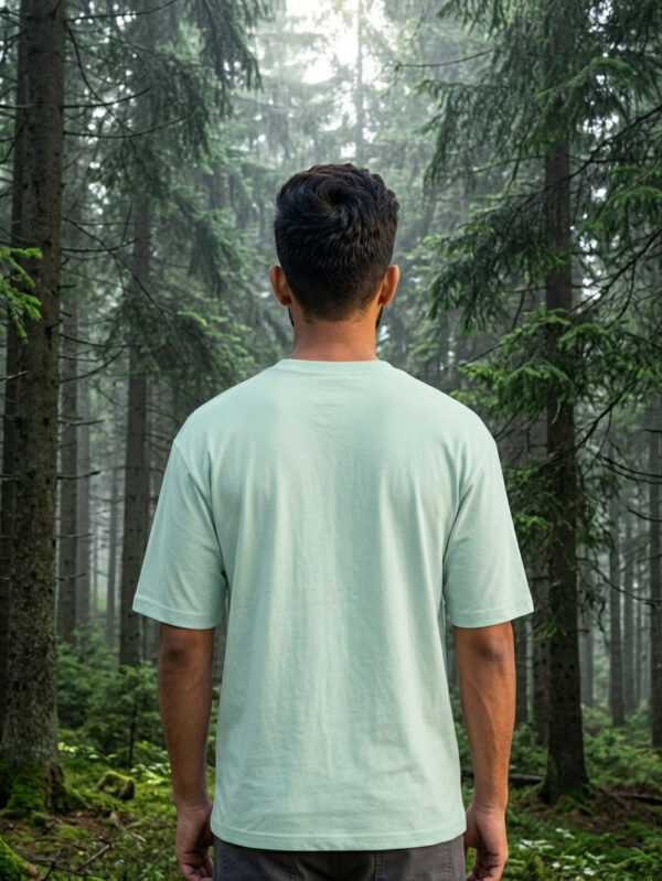 Ecothreadly Topographical Map Oversized T-Shirt For Men In Mint Back