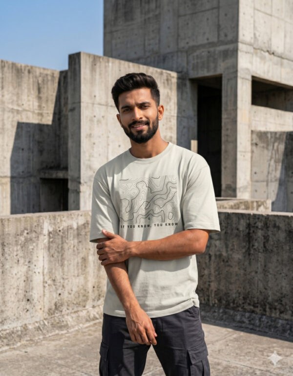 Ecothreadly Topographical Map Oversized T-Shirt For Men In Off White