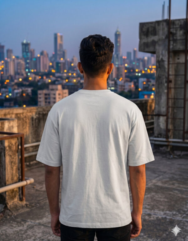 Ecothreadly Topographical Map Oversized T-Shirt For Men In White Back