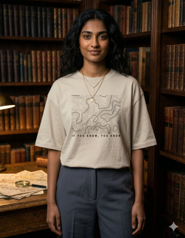 Ecothreadly Topographical Map Oversized T-Shirt For Women In Off White