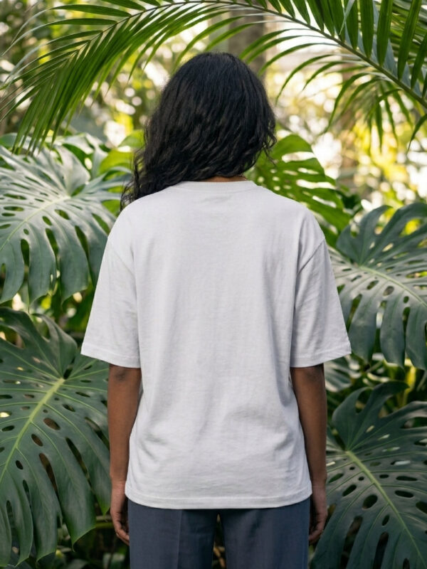 Ecothreadly Topographical Map Oversized T-Shirt For Women In White Back