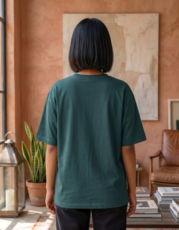 Heavyweight 100 Cotton Wildflower Tee For Women In Petrol Blue Back