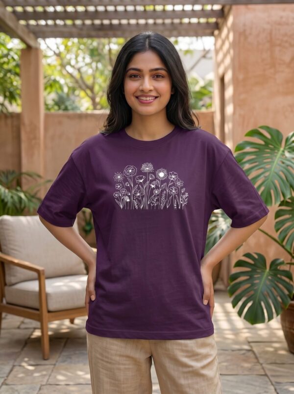 Heavyweight 100 Cotton Wildflower Tee For Women In Purple