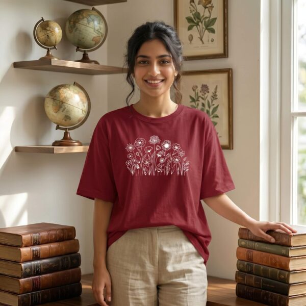 Heavyweight 100 Cotton Wildflower Tee For Women In Red