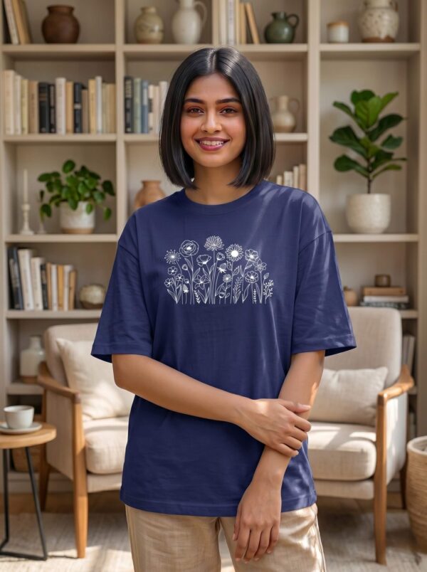 Heavyweight 100 Cotton Wildflower Tee For Women In Royal Blue