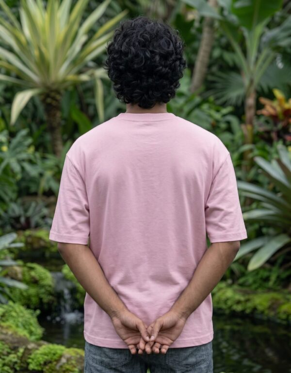 Heavyweight Oversized Cotton Compass Tee For Men Light Baby Pink Back