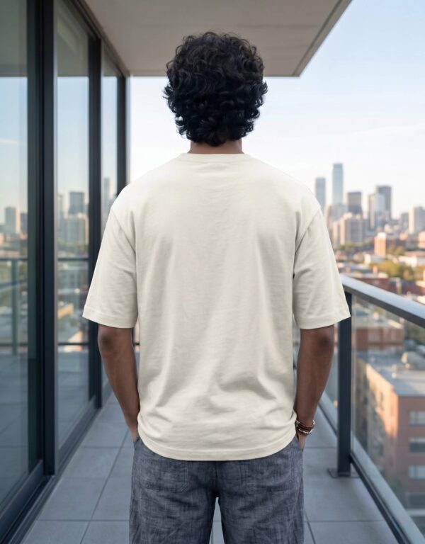 Heavyweight Oversized Cotton Compass Tee For Men Off White Back