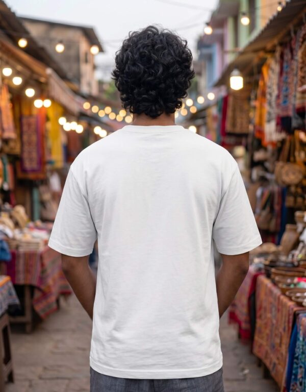 Heavyweight Oversized Cotton Compass Tee For Men White Back