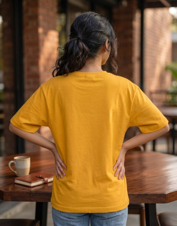 Heavyweight Oversized Cotton Compass Tee For Women Golden Yellow Back