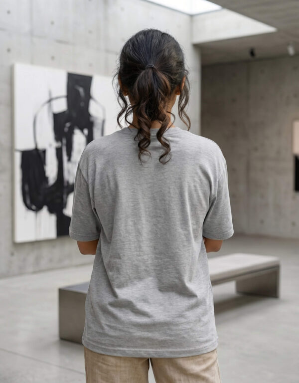 Heavyweight Oversized Cotton Compass Tee For Women Grey Melange Back