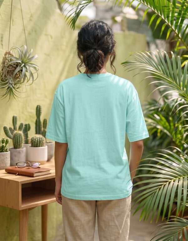 Heavyweight Oversized Cotton Compass Tee For Women Mint Back